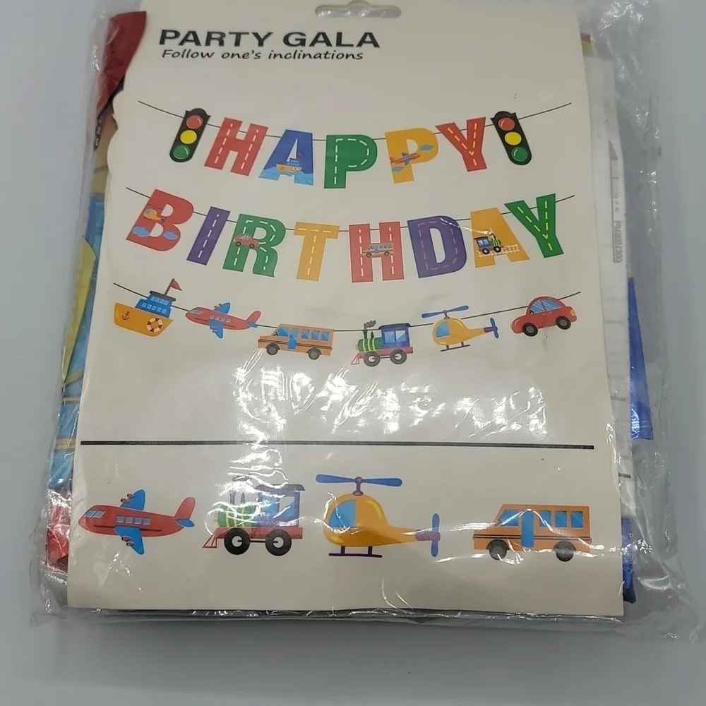 Birthday decor transportation, trucks ,cars mylar.